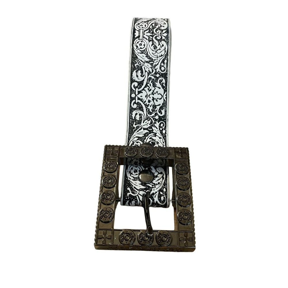 Vintage So Cal Washed Up Hollywood Leather Embossed Greek God Face Belt L/XL